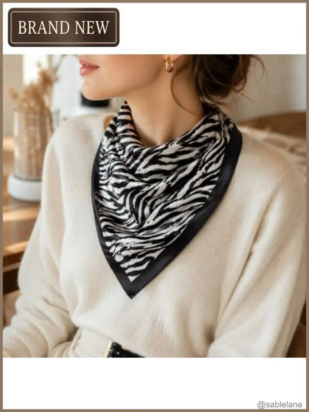 Women's Satin Square Scarf Head Wrap Bandana 35x35